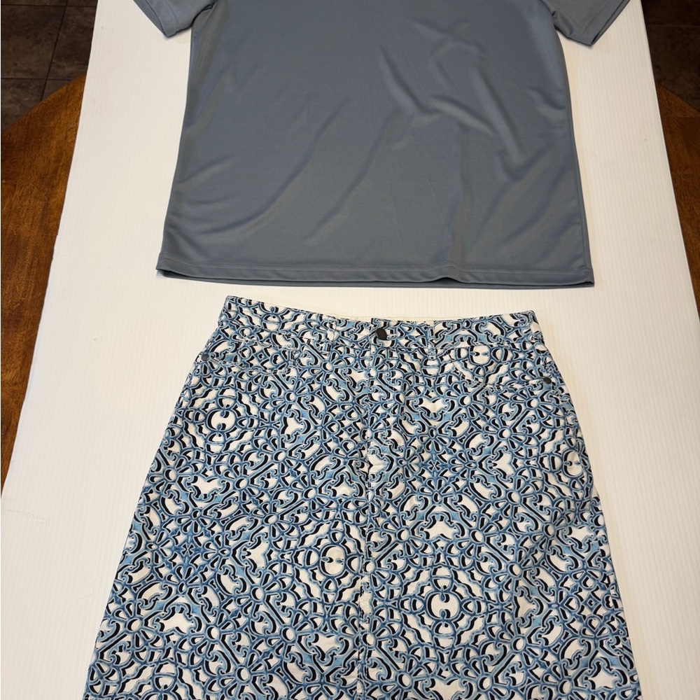 Whole outfit! Both pieces! Croft & Borrow skort sz 8 W matching blue grey top
